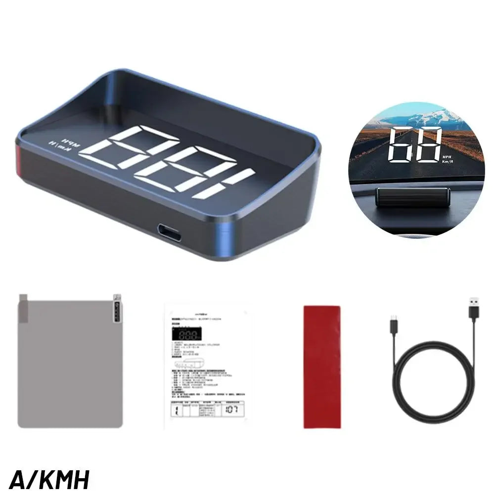 Digital HUD Car Electronics - GPS Speedometer, Reflective Film, and KMH Display for Enhanced Safety and Convenience J6D1