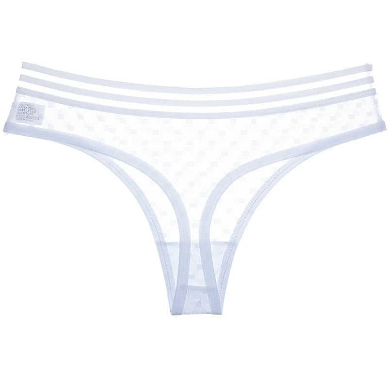 Sexy Ladies Cotton Mesh Transparent Panties Thongs String lingerie Fashion Low-Rise Women Underwear Seamless Briefs 1pcs yq01