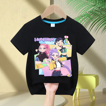2025 Hot Movie Soft Cotton Baby Girls T Shirt Children's Clothing KPop Demon Hunters Fans Gifts Kids Clothes Fashion Casual Tops