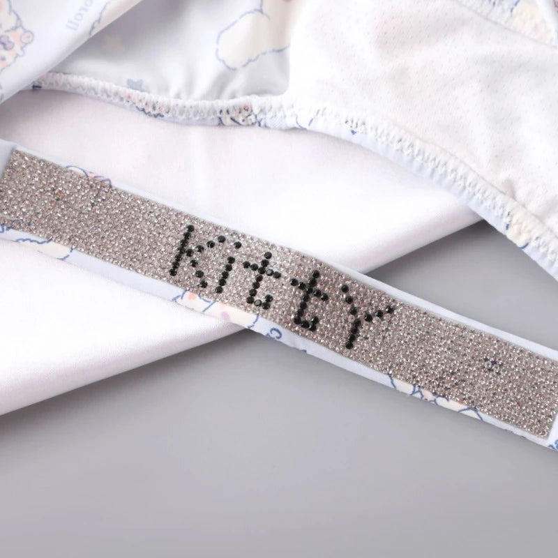 Sexy Kawaii KT Cinnamoroll Women Underwear Anime Cartoon Girls Low-waist T-pants Underpants Female Summer Thin Rhinestone Briefs