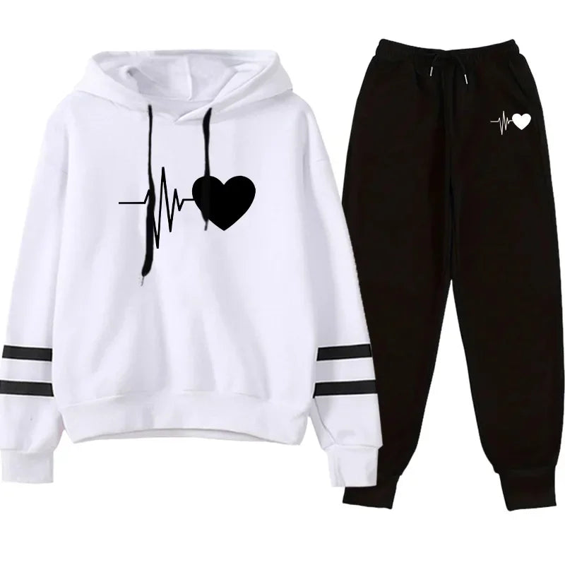 2025 Womens Tracksuit Print Casual Sweatshirt Sweatpants 2 Pcs Set Daily Sports Jogging Woman Clothing Quality Street Sportswear