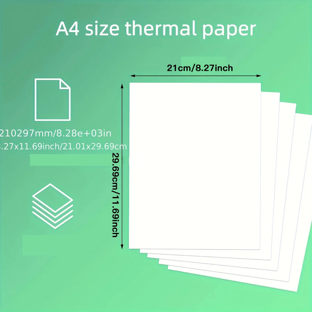 A4 Thermal Printer Paper, 100/200 Sheets, 21.01cm X 29.69cm, No Electronics, for Portable Thermal Printers, Not for Laser/Inkjet