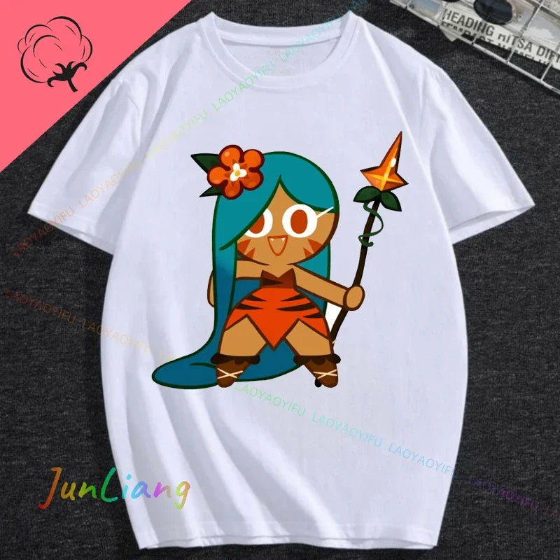 White Lily Cookie! Run Kingdom Vintage Harajuku Streetwear Top Y2k Clothes for Women Woman Clothing T-shirts Goth Women's