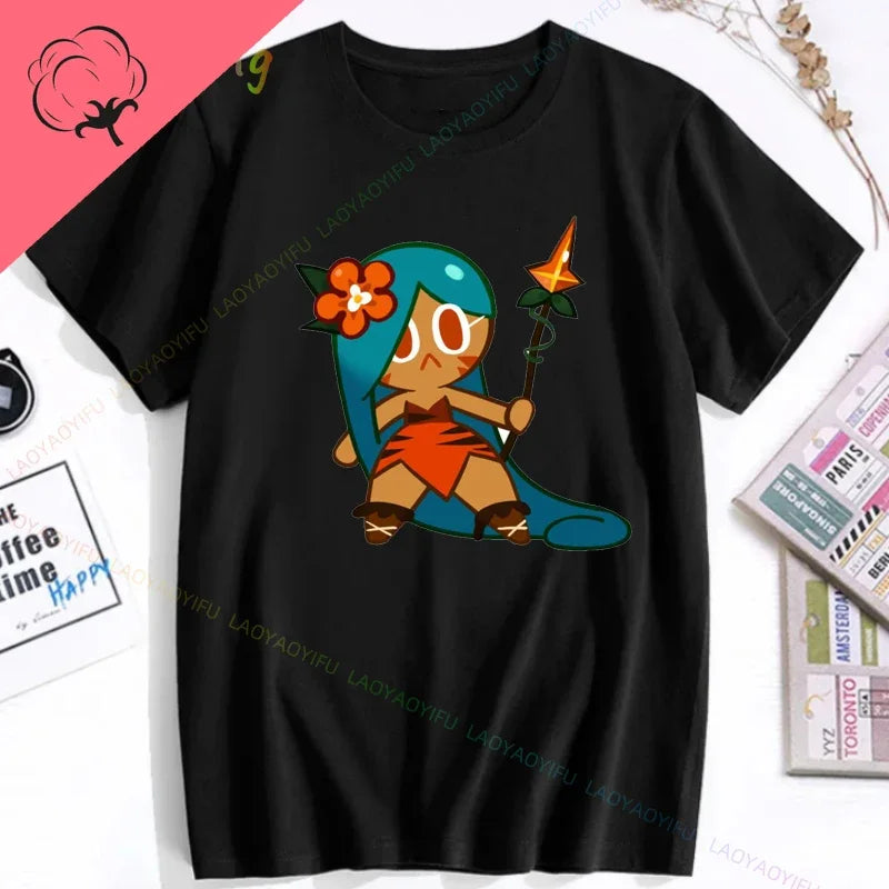 White Lily Cookie! Run Kingdom Vintage Harajuku Streetwear Top Y2k Clothes for Women Woman Clothing T-shirts Goth Women's