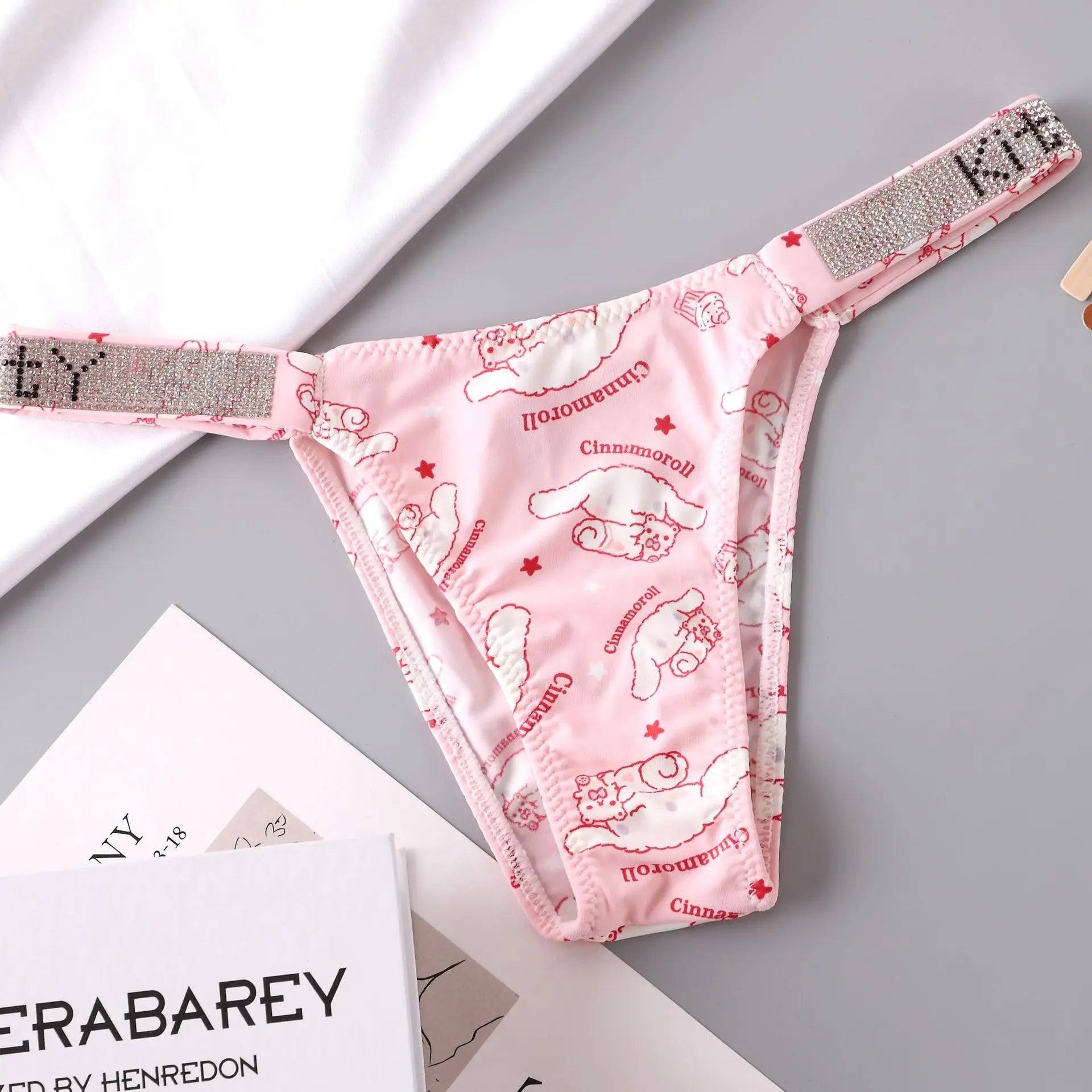 Sexy Kawaii KT Cinnamoroll Women Underwear Anime Cartoon Girls Low-waist T-pants Underpants Female Summer Thin Rhinestone Briefs
