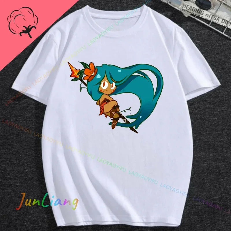 White Lily Cookie! Run Kingdom Vintage Harajuku Streetwear Top Y2k Clothes for Women Woman Clothing T-shirts Goth Women's