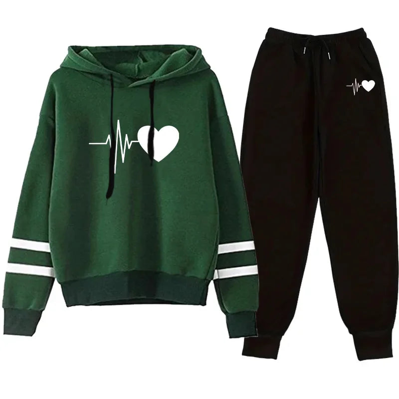 2025 Womens Tracksuit Print Casual Sweatshirt Sweatpants 2 Pcs Set Daily Sports Jogging Woman Clothing Quality Street Sportswear