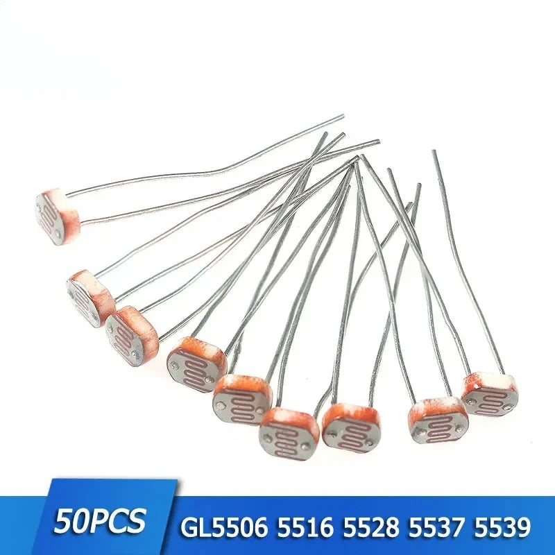 50PCS LDR Photoresistor Kit GL5506/GL5516/5528/5537/5539 Photosensitive Resistor for Arduino Raspberry Pi DIY Electronics