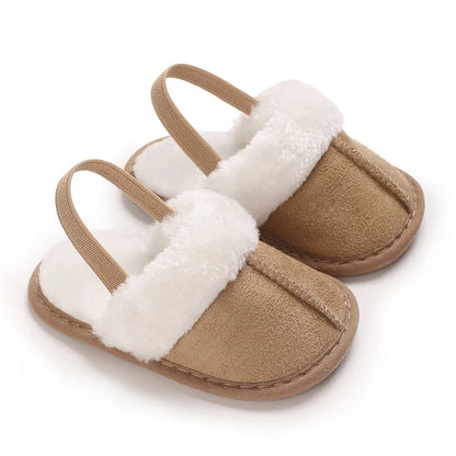 0-18M male and female baby autumn and winter cotton slippers with plush insulation soft sole comfortable indoor walking shoes