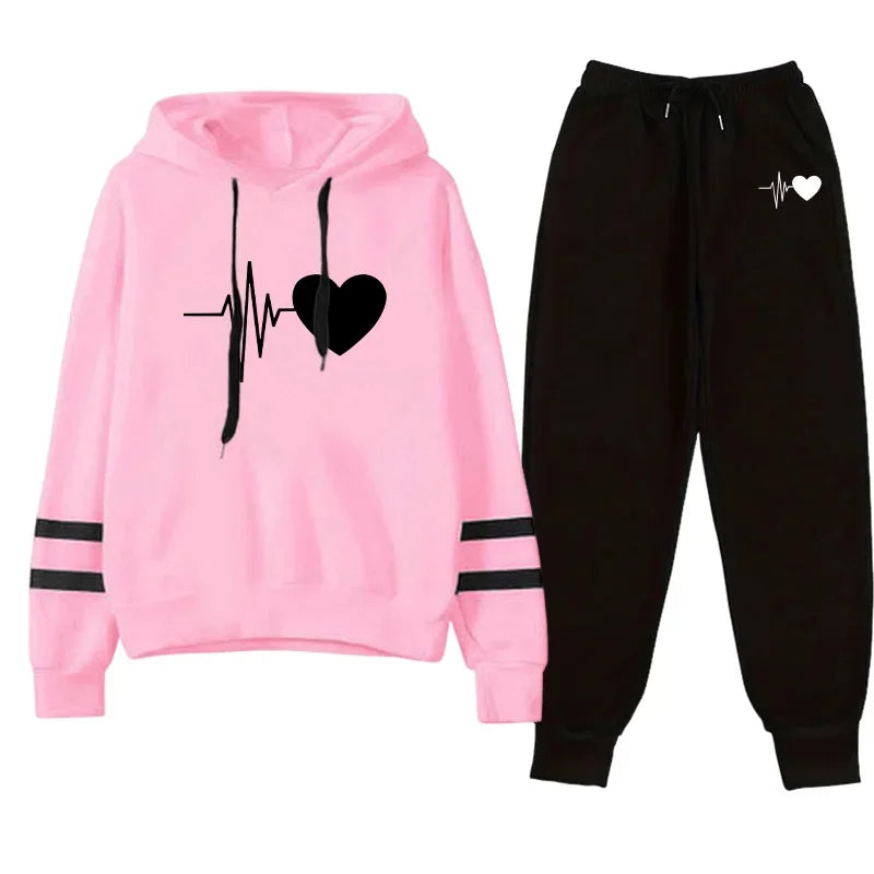 2025 Womens Tracksuit Print Casual Sweatshirt Sweatpants 2 Pcs Set Daily Sports Jogging Woman Clothing Quality Street Sportswear