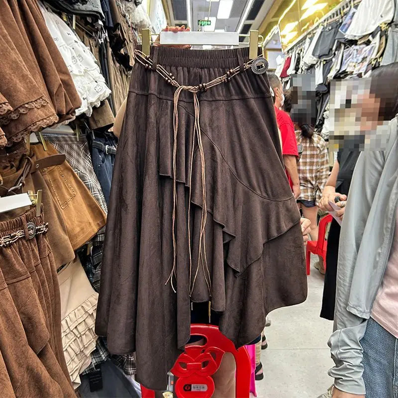 American Vintage Irregular Skirt 2025 Trend Streetwear Y2K Skirts Women  Patchwork Midi Skirts Faldas Woman Clothing Chic