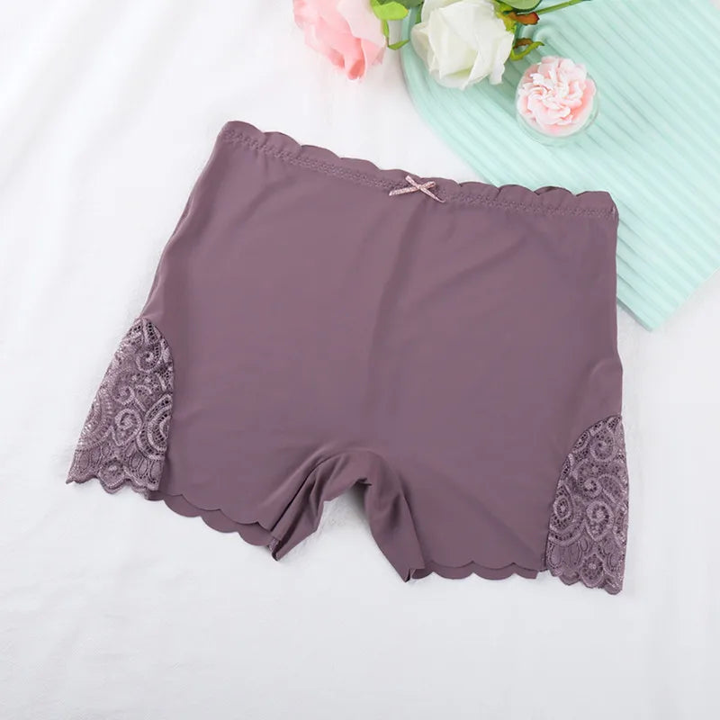 Sexy Lace Edge Safety Short Pants Soft Seamless Under Skirt Shorts Modal Ice Silk Breathable Short Tights Women Underwear