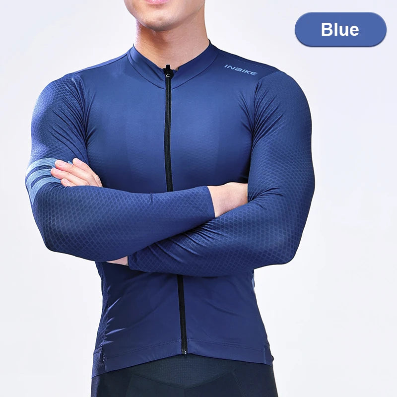 INBIKE Men’s Cycling Long Sleeve Breathable MTB Clothing Bicycle Jersey for Men Road Bike Top Shirt with Pocket Cycling Clothes