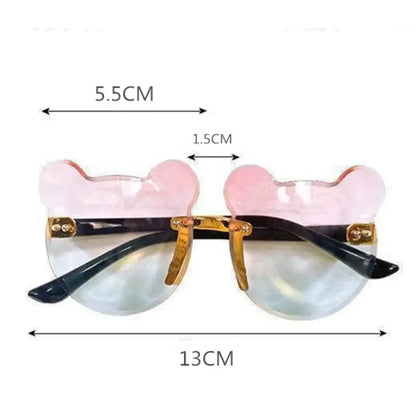 Boys and girls fashion glasses Children's sunglasses Cute baby anti-ultraviolet bear ears cartoon shape rimless frame glasses