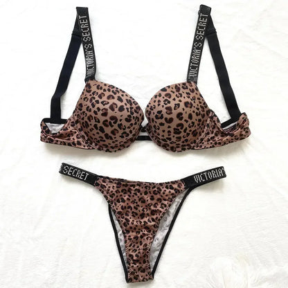 New Women Underwear Lingerie Set 2 Piece Push Up Bra and Panty Summer Lace Rhinestone Letter Brand Design Underwear Bras