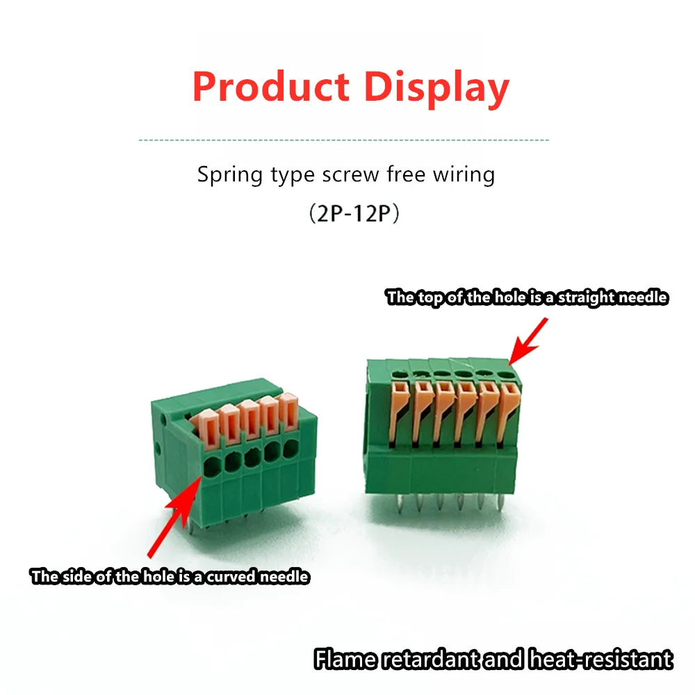 5PCS KF141V-DG141R Spring Type Terminal Block 2.54mm Screw-Free Straight/Curved Needle Double Row Pin 2P-12P for Electronics