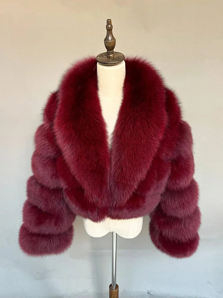 ZADORIN Luxury Big Collar Spliced Cropped Faux Fur Coat Woman Clothing Thicken Furry Faux Fur Jacket Winter Fur Coats Top Mujer