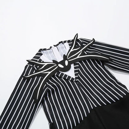 Boys Black Skull Jack Cosplay Costume Bodysuit Suit Halloween Christmas For Kids Party Dress Up Carnival Clothes