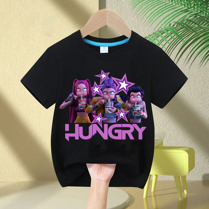 2025 Hot Movie Soft Cotton Baby Girls T Shirt Children's Clothing KPop Demon Hunters Fans Gifts Kids Clothes Fashion Casual Tops