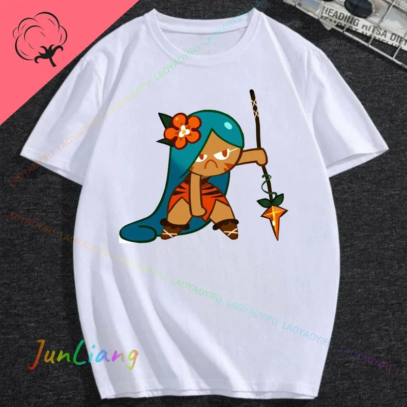 White Lily Cookie! Run Kingdom Vintage Harajuku Streetwear Top Y2k Clothes for Women Woman Clothing T-shirts Goth Women's