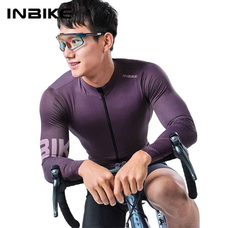 INBIKE Men’s Cycling Long Sleeve Breathable MTB Clothing Bicycle Jersey for Men Road Bike Top Shirt with Pocket Cycling Clothes