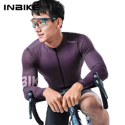 INBIKE Men’s Cycling Long Sleeve Breathable MTB Clothing Bicycle Jersey for Men Road Bike Top Shirt with Pocket Cycling Clothes