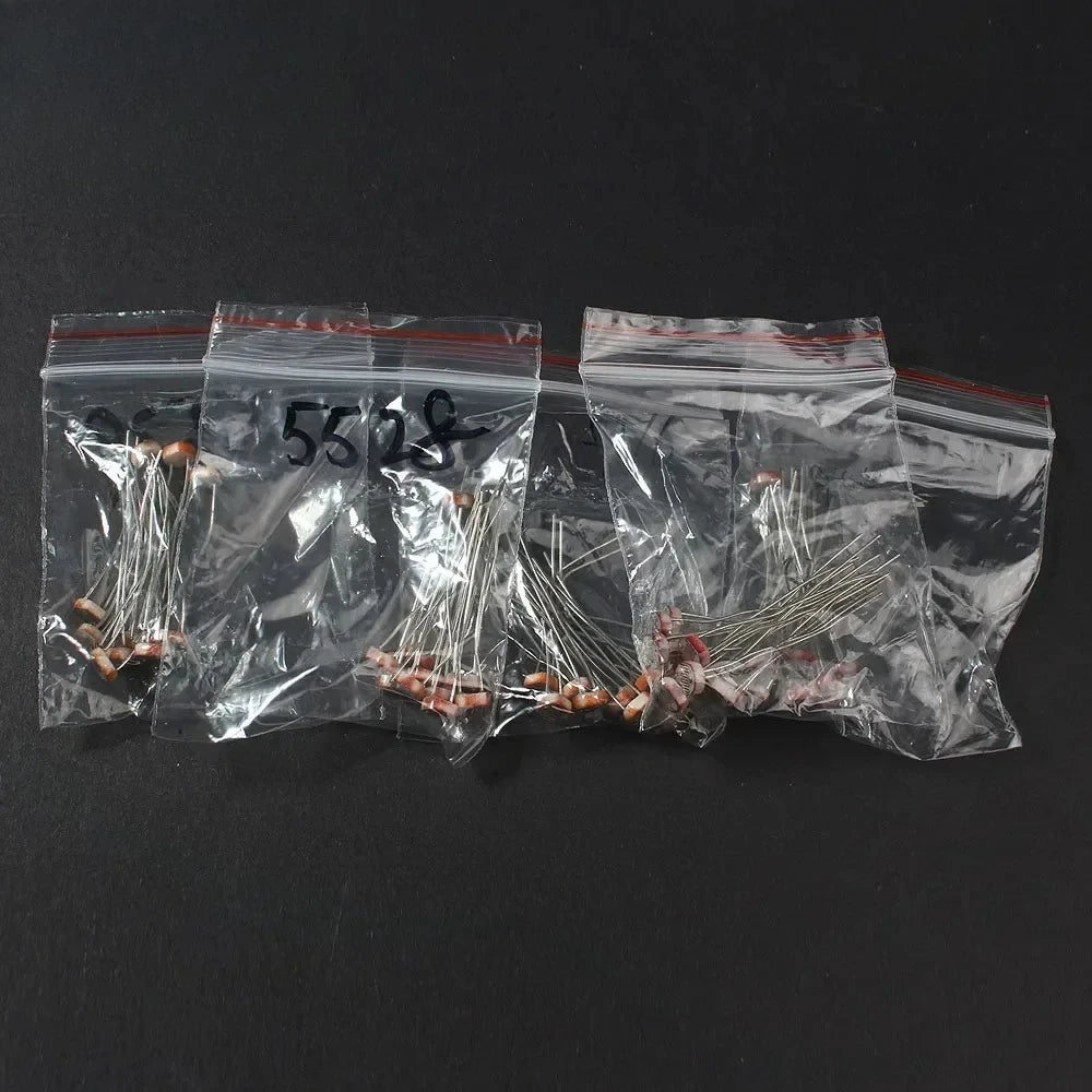 50PCS LDR Photoresistor Kit GL5506/GL5516/5528/5537/5539 Photosensitive Resistor for Arduino Raspberry Pi DIY Electronics