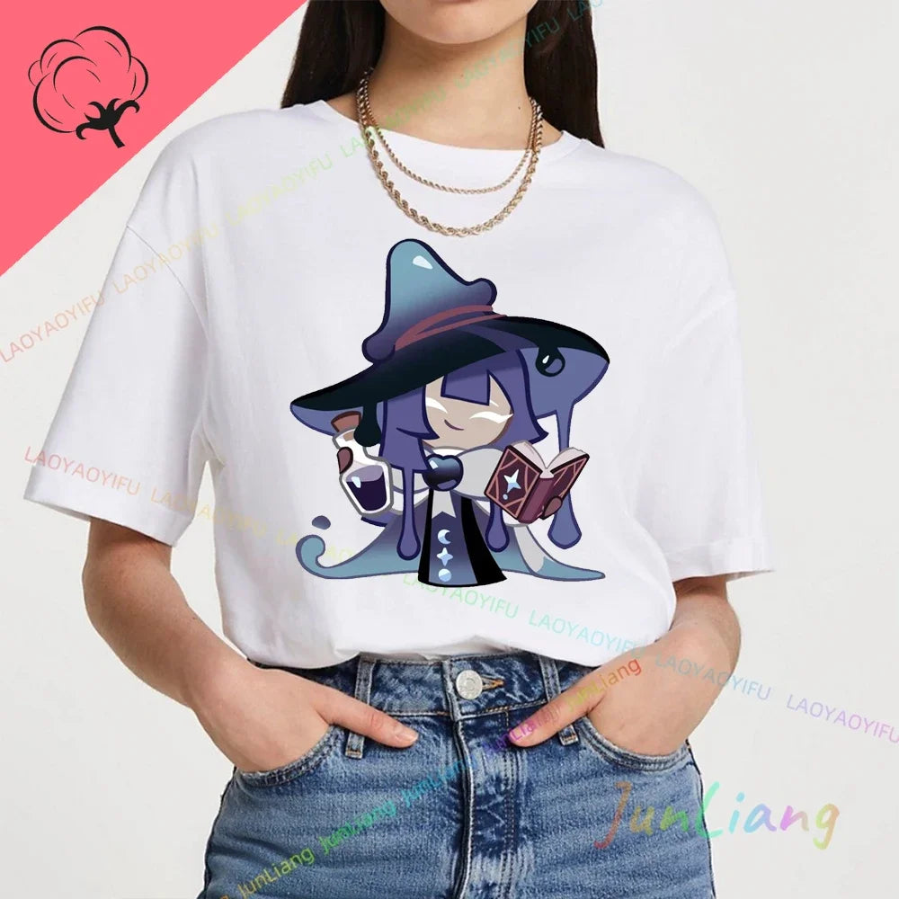 White Lily Cookie! Run Kingdom Vintage Harajuku Streetwear Top Y2k Clothes for Women Woman Clothing T-shirts Goth Women's