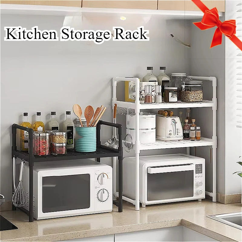 Kitchen Storage Rack Microwave Shelf Condiment Organizer Shelf Multi-Layer Simple Countertop Tidying Shelves Kitchen Accessories