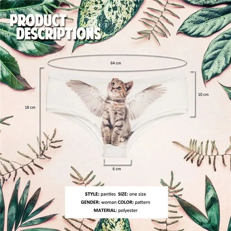 Women Panties 3D Print Seamless Panties Women Underwear ANGEL CAT Cartoon Print Lovely Push Up Briefs Lingerie Thong for Female