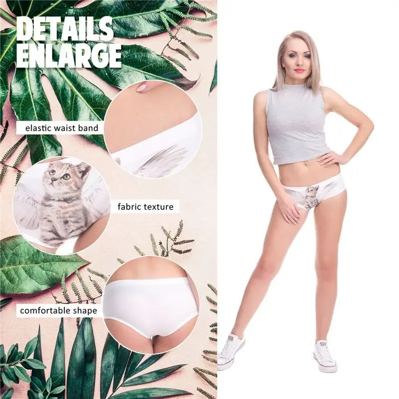 Women Panties 3D Print Seamless Panties Women Underwear ANGEL CAT Cartoon Print Lovely Push Up Briefs Lingerie Thong for Female