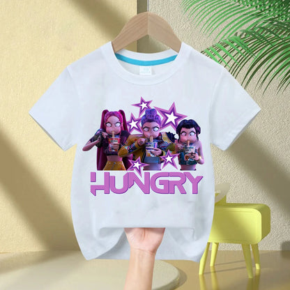 2025 Hot Movie Soft Cotton Baby Girls T Shirt Children's Clothing KPop Demon Hunters Fans Gifts Kids Clothes Fashion Casual Tops