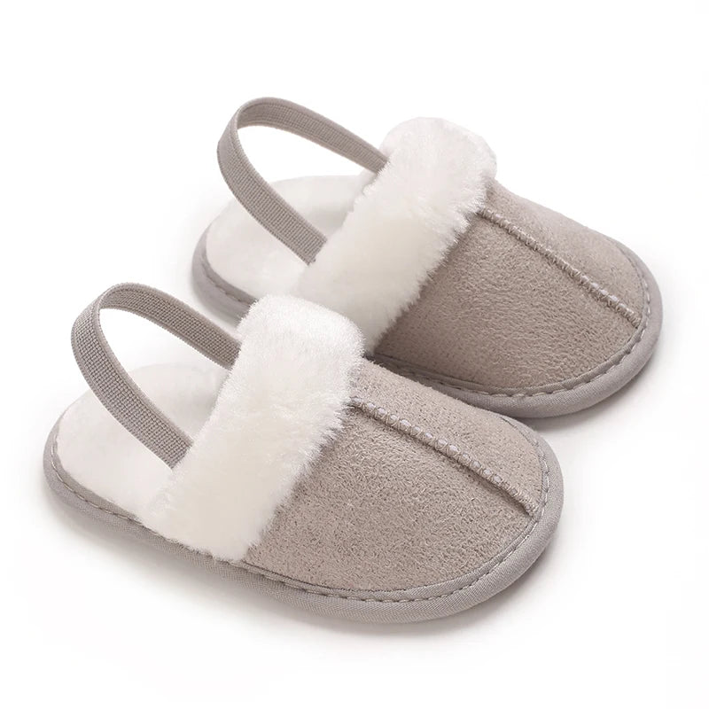 0-18M male and female baby autumn and winter cotton slippers with plush insulation soft sole comfortable indoor walking shoes