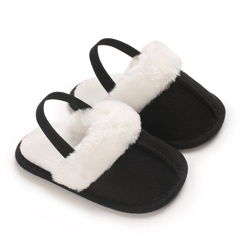 0-18M male and female baby autumn and winter cotton slippers with plush insulation soft sole comfortable indoor walking shoes