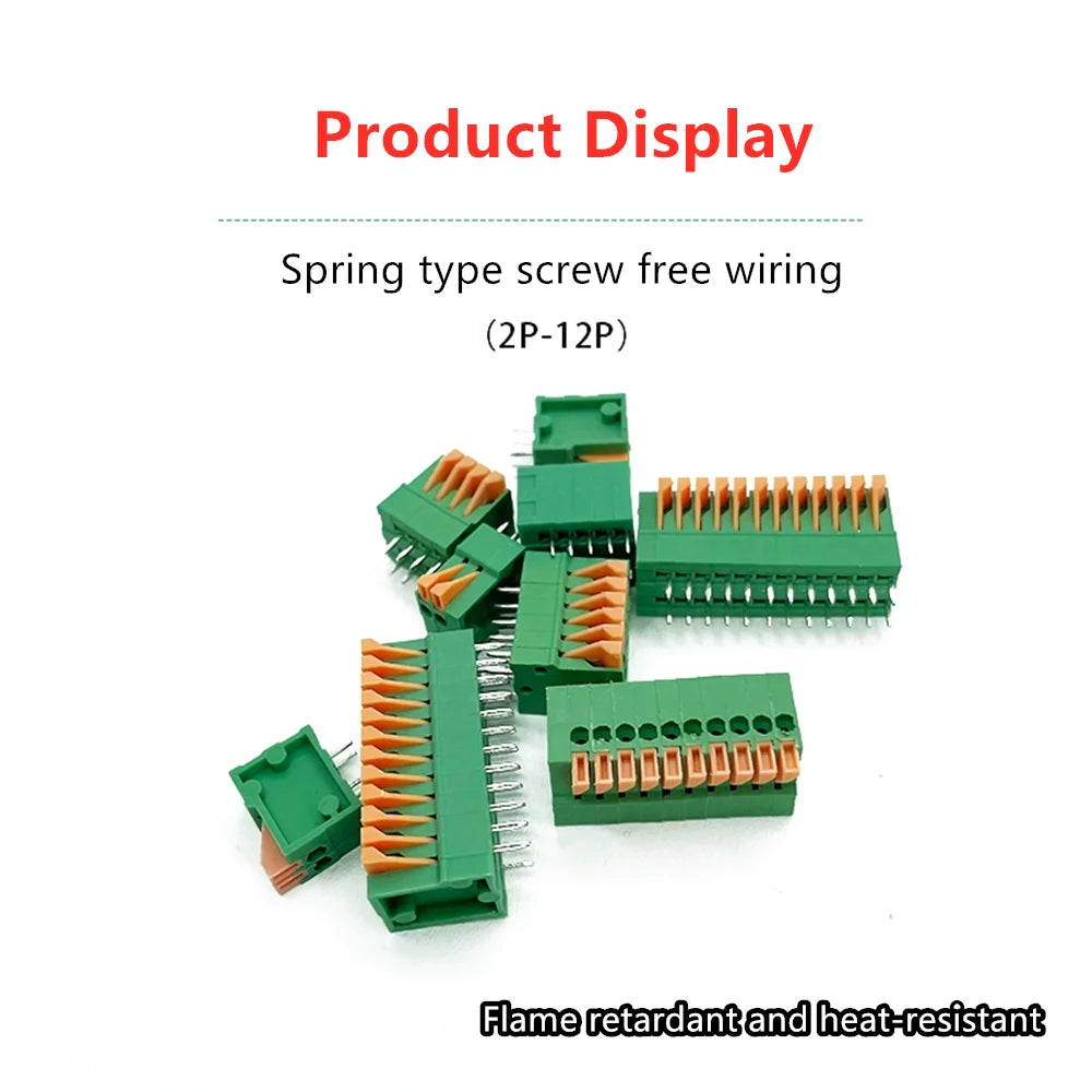 5PCS KF141V-DG141R Spring Type Terminal Block 2.54mm Screw-Free Straight/Curved Needle Double Row Pin 2P-12P for Electronics