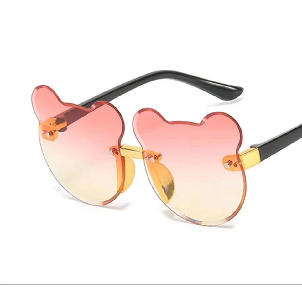 Boys and girls fashion glasses Children's sunglasses Cute baby anti-ultraviolet bear ears cartoon shape rimless frame glasses