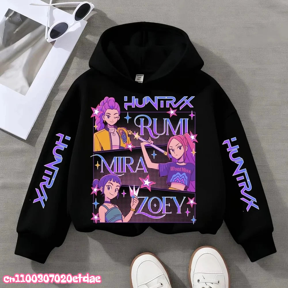 Kpop Demon Hunters Anime Hoodie Woman Clothing Saja Boys Cosplay Cartoon Graphic Sweatshirts Y2k Daily Casual Hooded Pullovers