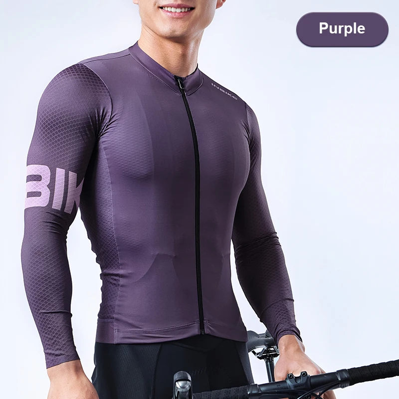 INBIKE Men’s Cycling Long Sleeve Breathable MTB Clothing Bicycle Jersey for Men Road Bike Top Shirt with Pocket Cycling Clothes