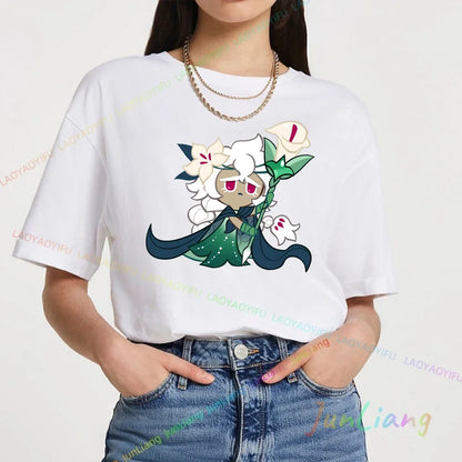 White Lily Cookie! Run Kingdom Vintage Harajuku Streetwear Top Y2k Clothes for Women Woman Clothing T-shirts Goth Women's