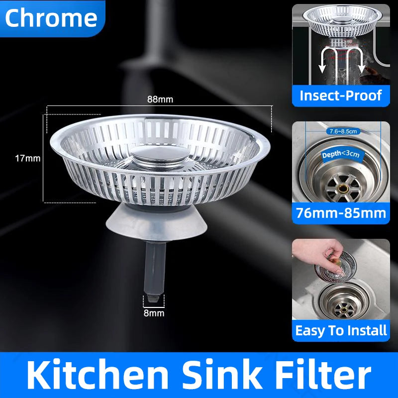 Kitchen Sink Drainage Filter Detachable Sink Food Catcher Sink Strainer Stopper Combo Pop-up Sink Filter Embedded Filter Basket