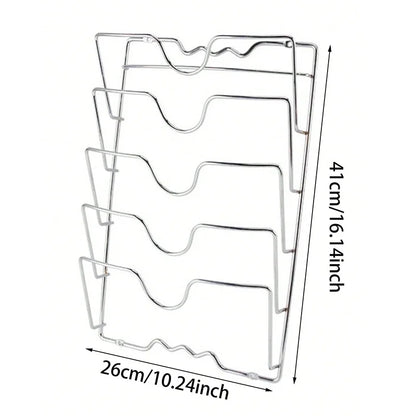 Kitchen Organizer Rack Wall Hanging Pot Cover Rack Five-Layer Pot Lid  Metal Rust-Free Multifunctional Rack Pot Lid Storage Rack