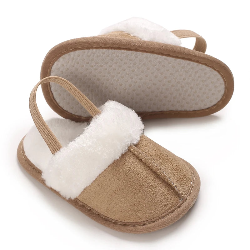 0-18M male and female baby autumn and winter cotton slippers with plush insulation soft sole comfortable indoor walking shoes
