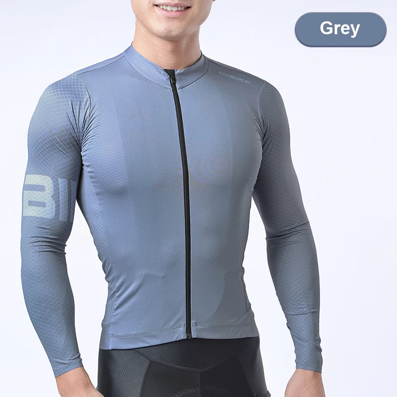 INBIKE Men’s Cycling Long Sleeve Breathable MTB Clothing Bicycle Jersey for Men Road Bike Top Shirt with Pocket Cycling Clothes