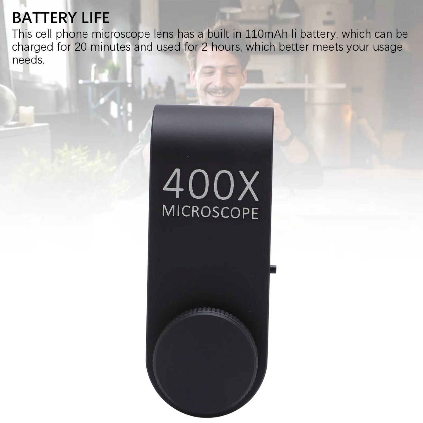 Phone Microscope Lens 400X High Definition Phone Camera Microscope Lens Aluminum Alloy Clamp 6 Groups for Electronics