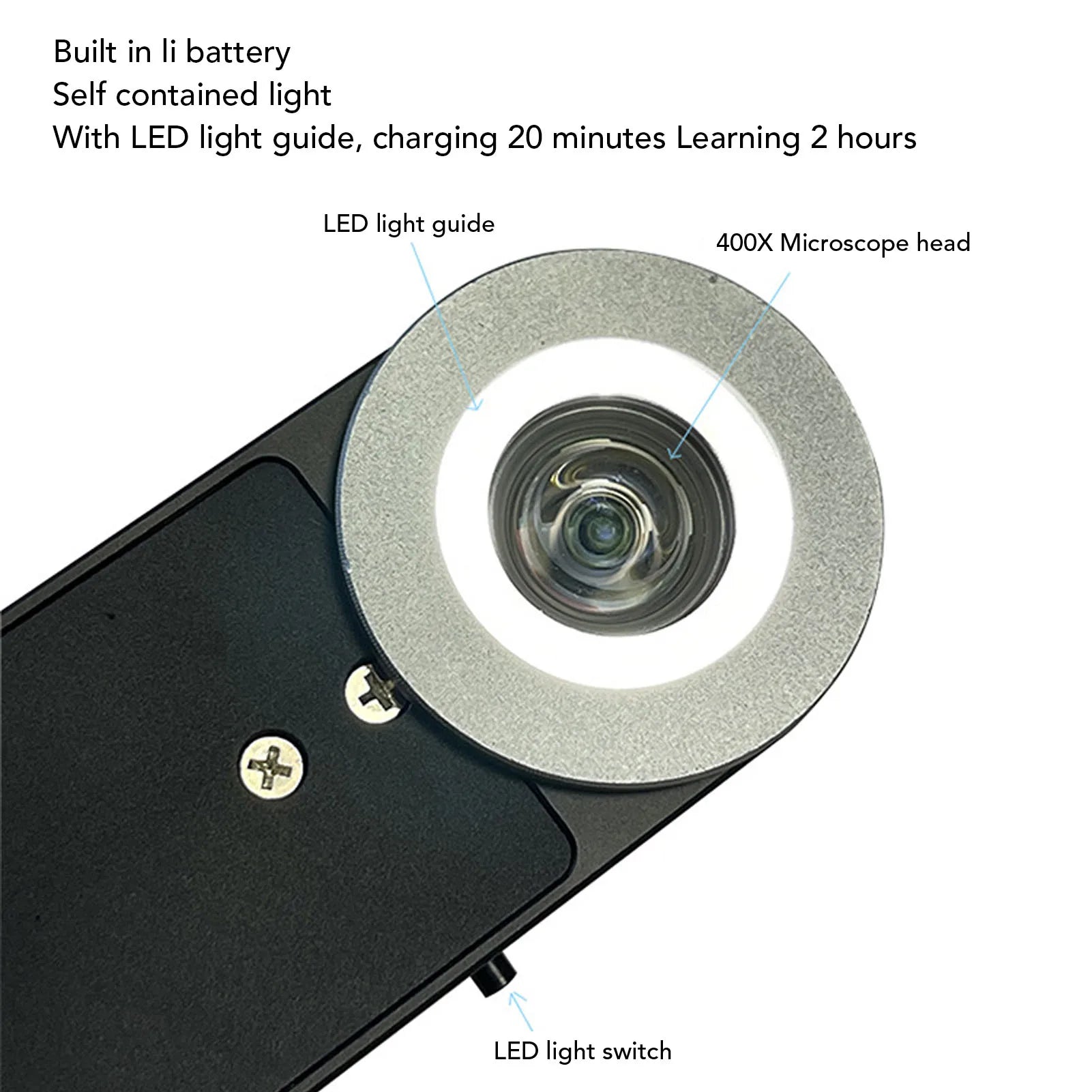 Phone Microscope Lens 400X High Definition Phone Camera Microscope Lens Aluminum Alloy Clamp 6 Groups for Electronics