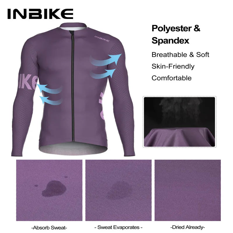 INBIKE Men’s Cycling Long Sleeve Breathable MTB Clothing Bicycle Jersey for Men Road Bike Top Shirt with Pocket Cycling Clothes