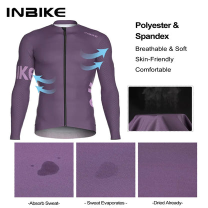 INBIKE Men’s Cycling Long Sleeve Breathable MTB Clothing Bicycle Jersey for Men Road Bike Top Shirt with Pocket Cycling Clothes