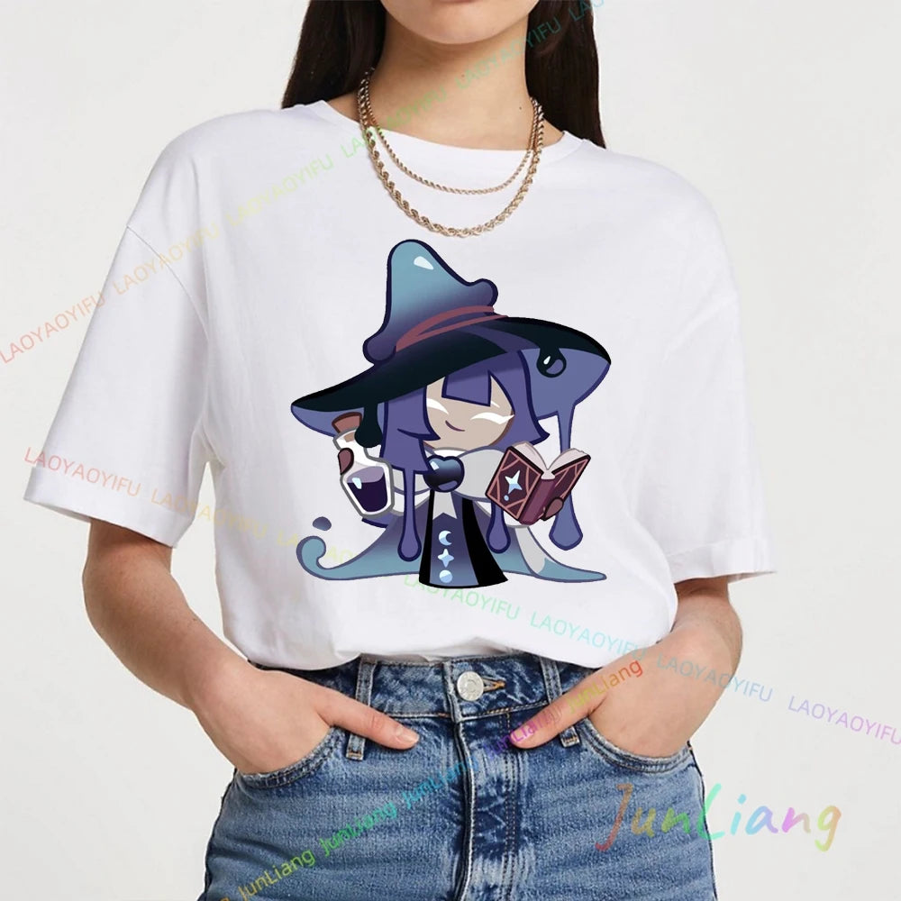 White Lily Cookie! Run Kingdom Vintage Harajuku Streetwear Top Y2k Clothes for Women Woman Clothing T-shirts Goth Women's