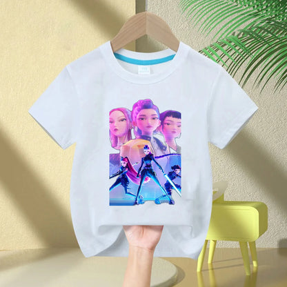2025 Hot Movie Soft Cotton Baby Girls T Shirt Children's Clothing KPop Demon Hunters Fans Gifts Kids Clothes Fashion Casual Tops