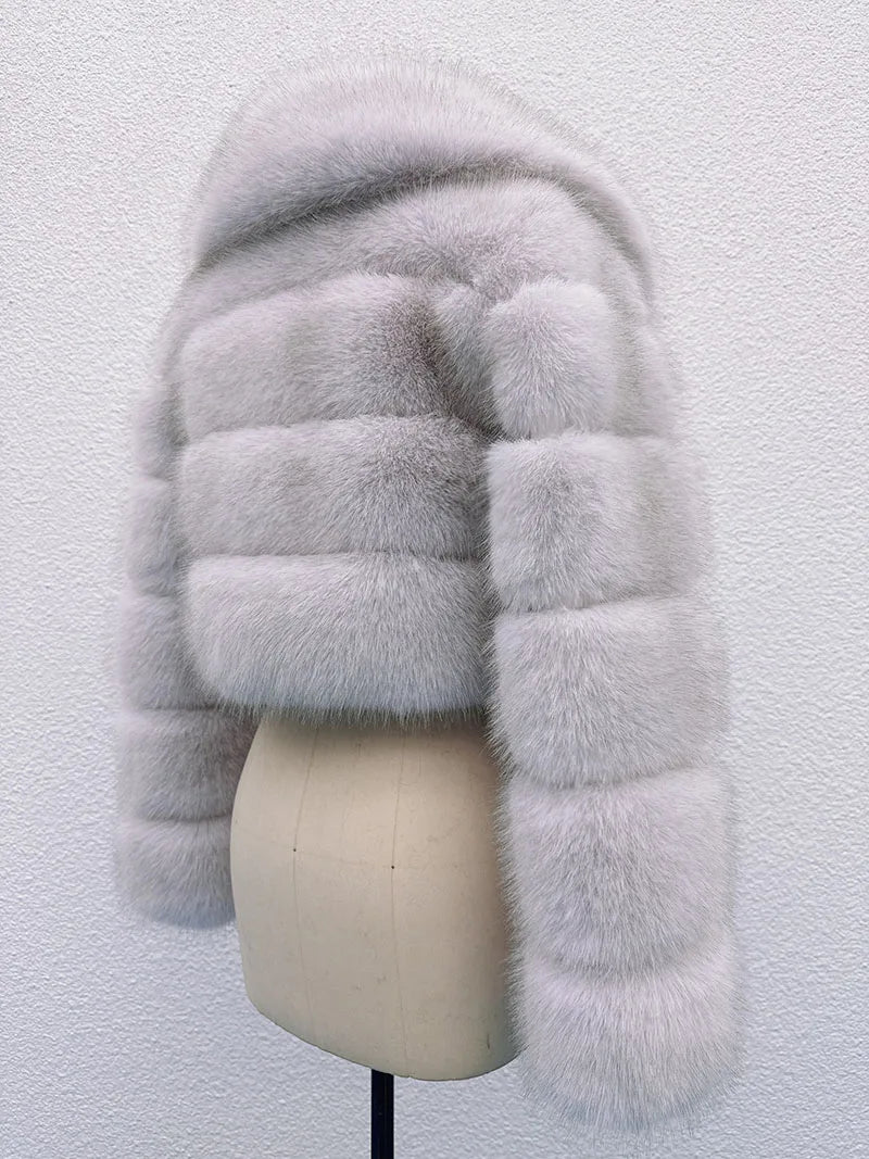 ZADORIN Luxury Big Collar Spliced Cropped Faux Fur Coat Woman Clothing Thicken Furry Faux Fur Jacket Winter Fur Coats Top Mujer